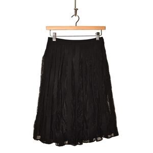 J.CREW COLLECTION NEW $695 Knee Length Ribbon Lace Swing Skirt Black Size 2